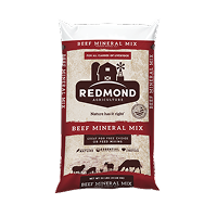 A 25-pound bag of Redmond Conditioner-a bentonite clay supplement for cattle.